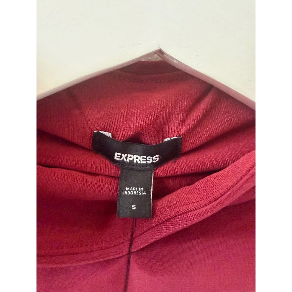 Express‎ Womens Burgundy Mock Neck Ruched Bodycon Sleeveless Dress S NEW